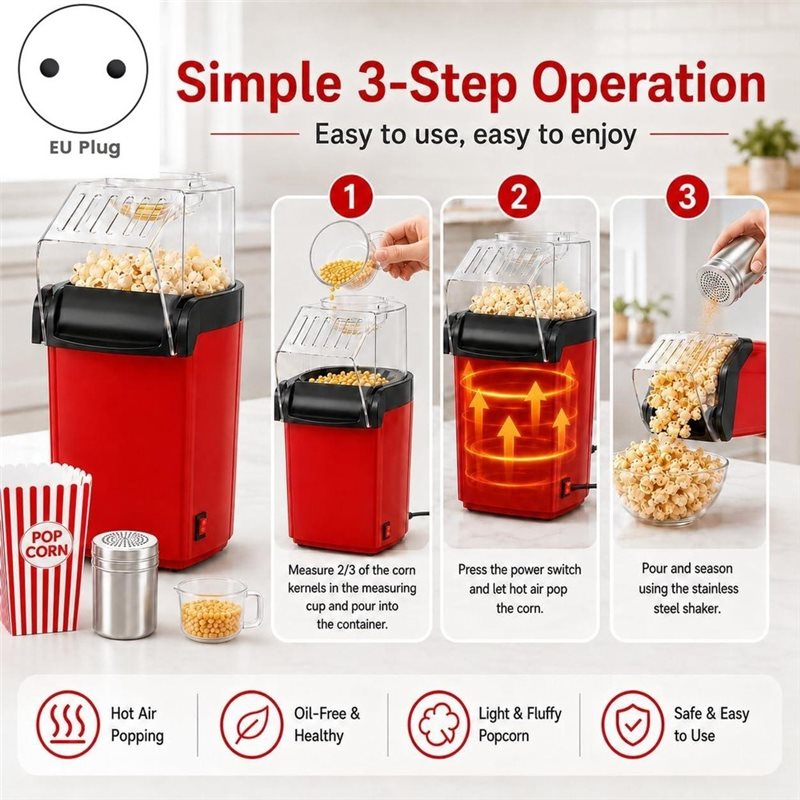 Promotion!Oil-Free 1200W Hot A - Air Popcorn Maker review and price